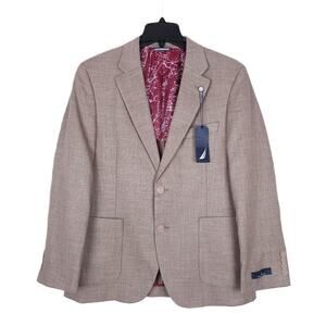 Nautica Men's Modern-Fit Active Stretch Sport Coat Tan Weave 40S NWT *Defect*